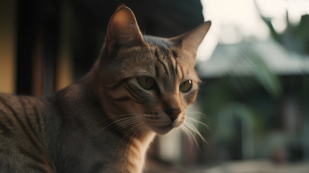 Cute cat looking at the camera. Selective focus on eyes.の素材