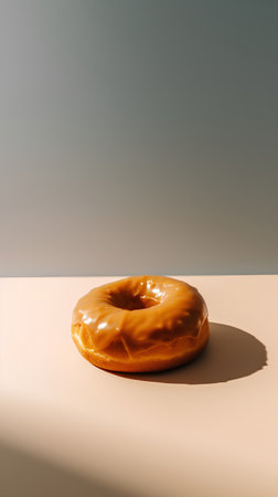 Glazed donut on a beige background. 3d renderの素材