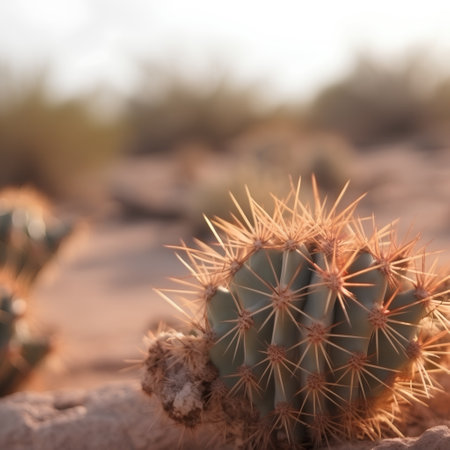 Cactus in the Arizona desert, shallow depth of field with copy spaceの素材