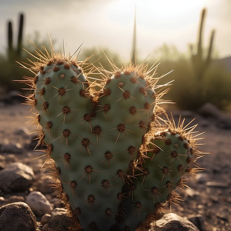 Cactus in the Arizona desert at sunset. Selective focus.の素材