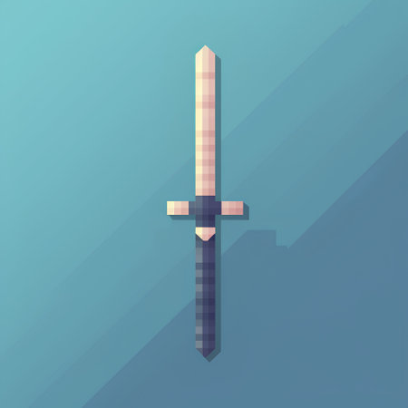 Sword icon in flat design style with long shadow. Vector illustration.の素材