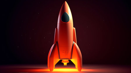 Rocket icon on dark background. Vector illustration. Eps 10 file.の素材