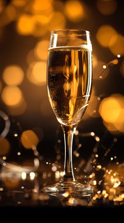 champagne glass on bokeh background, new year conceptの素材