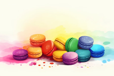Colorful macaroons on a white background. Vector illustration.の素材