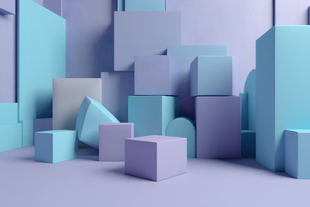 3d render, abstract minimal background, geometric shapes, podiumsの素材