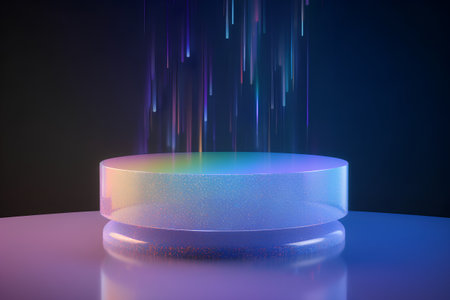 3d render, abstract background, round pedestal, podium for product presentationの素材