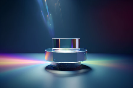 3d render, abstract background, empty round podium for product displayの素材