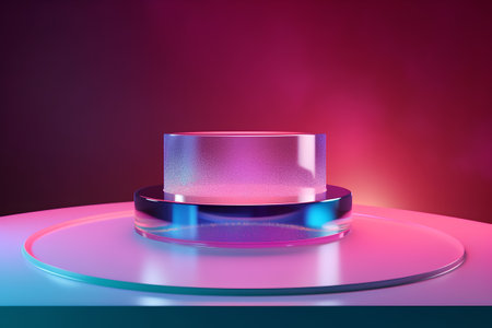 3d render, abstract background, round podium, pedestal or platformの素材