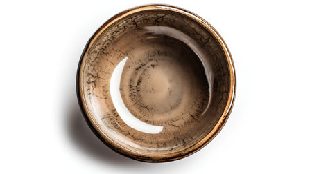 Empty ceramic bowl isolated on white background. Clipping path included.の素材
