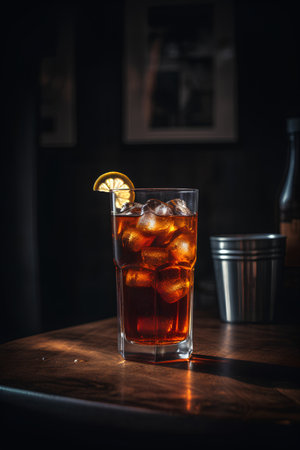 Cuba libre cocktail with rum, cola and ice cubesの素材