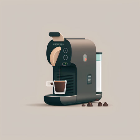 Coffee machine and coffee beans. Vector illustration in flat styleの素材