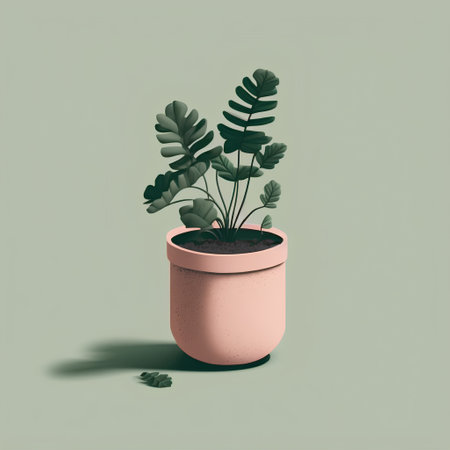 Plant in a pot on a green background. Vector illustration.の素材