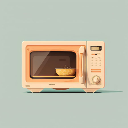 Microwave oven. Vector illustration. Isolated on green background.の素材