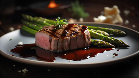 Beef tenderloin with asparagus and balsamic vinegarの素材