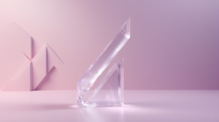 Abstract geometric shape made of ice cubes. 3d render illustration.の素材