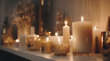 Burning candles in the church. Shallow depth of field.の素材