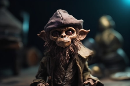 Old wooden figure of a pirate in the style of the 19th centuryの素材