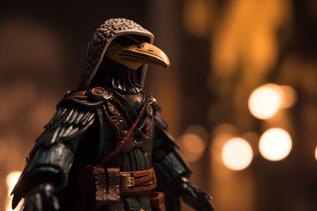 Statue of an eagle on the background of a burning candle.の素材