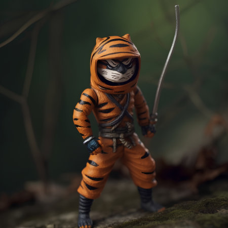 Tiger in the forest, 3d illustration. Fantasy scene.の素材