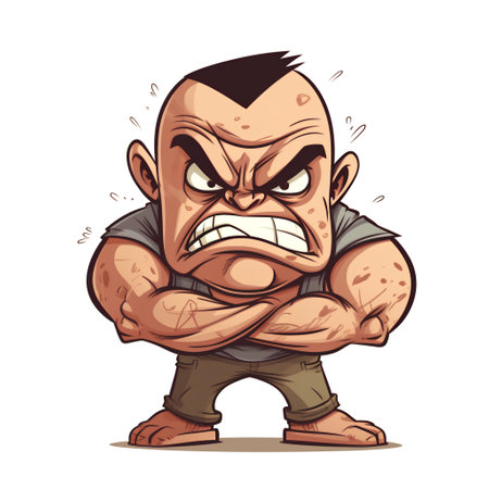 Angry cartoon man. Vector illustration isolated on a white background.の素材