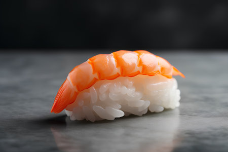 Sushi nigiri on a black background. Japanese food concept.の素材