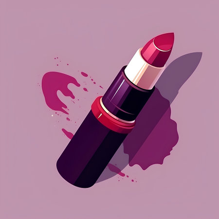 Lipstick on purple background. Flat style. Vector illustration.の素材