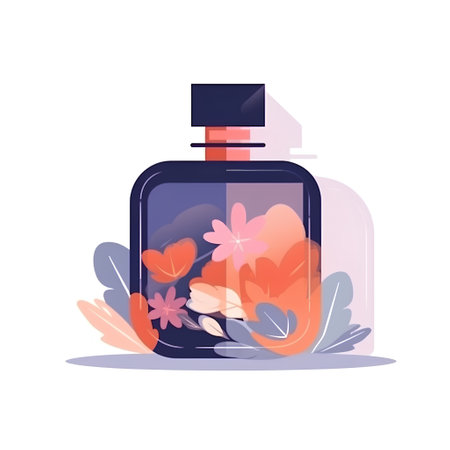 Bottle of perfume with flowers. Vector illustration in flat style.の素材