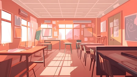 Interior of a school classroom. Vector illustration. Eps 10.の素材