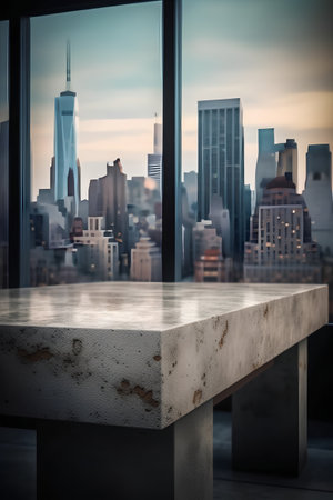 Table Top And Blur Building Of The Background - New York Cityの素材
