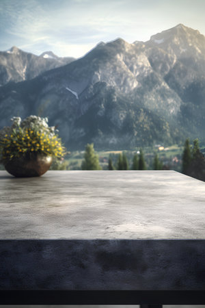 Table Top And Blur Nature of the Background. Ready for Your Designの素材