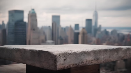 Table Top And Blur Building Of The Background - New York Cityの素材