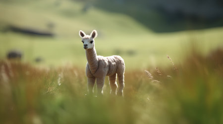 Alpaca (Lama glama) in the grasslandの素材