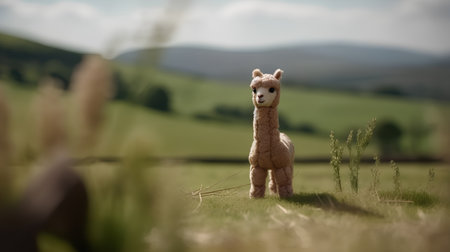 Llama in the meadow. Alpaca in the fieldの素材
