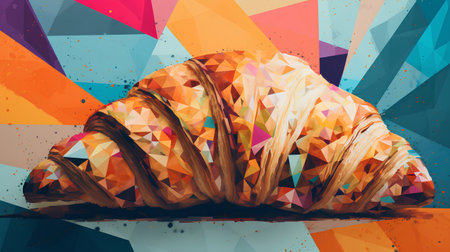 Abstract polygonal sea shell on multicolored background. Vector illustrationの素材