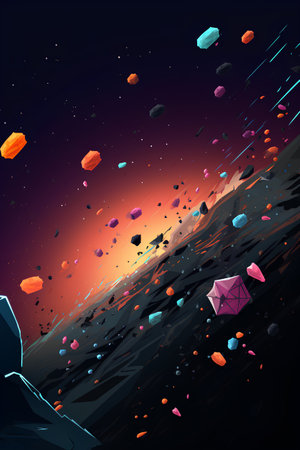 Abstract background with planets, stars and meteorites. Vector illustration.の素材