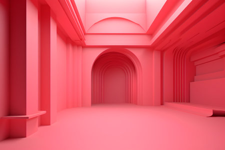 Abstract modern architecture background, empty open space interior. 3D renderingの素材