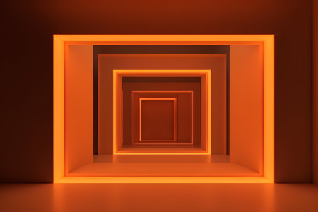 Abstract orange background with square frame. 3d render, 3d illustrationの素材