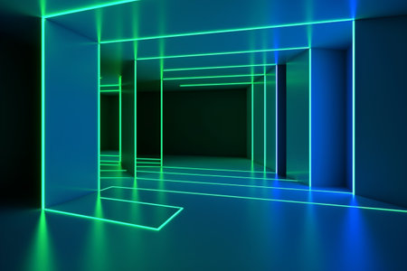 Abstract modern architecture background, empty open space interior. 3D renderingの素材