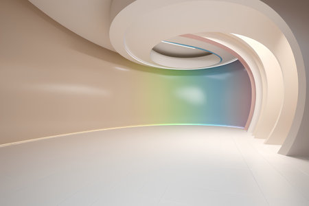Abstract modern architecture background, empty open space interior. 3D renderingの素材