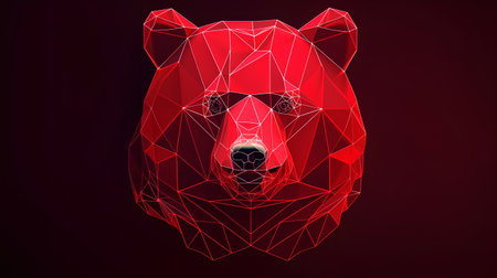 Polygonal bear head on dark background. Vector low poly illustrationの素材