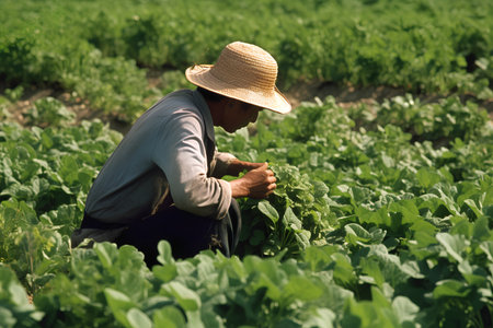 Farmer working in the vegetable garden at the countryside of Thailand.の素材
