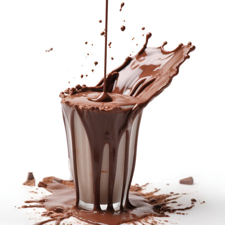 chocolate splash isolated on white background. 3d rendering - illustrationの素材