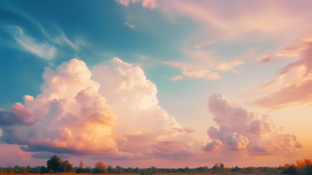 colorful dramatic sky with cloud at sunset. retro vintage style.の素材
