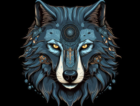 Wolf head. Vector illustration for tattoo or t-shirt design.の素材