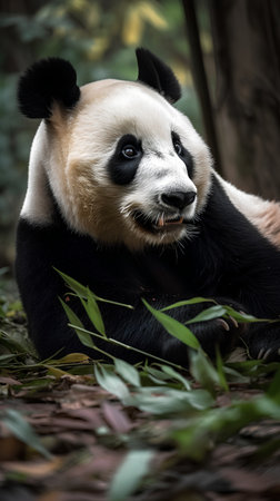 Portrait of giant panda bear (Ailuropoda melanoleuca)の素材