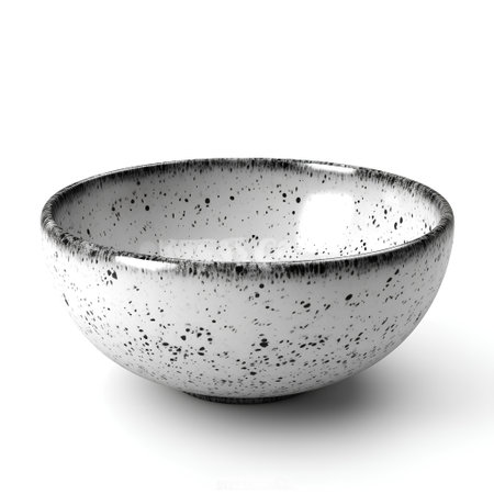 Empty ceramic bowl isolated on white background. 3d render illustration.の素材