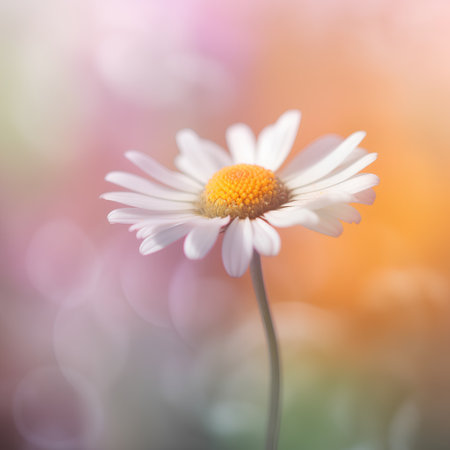 beautiful daisy flower with bokeh background, soft focusの素材