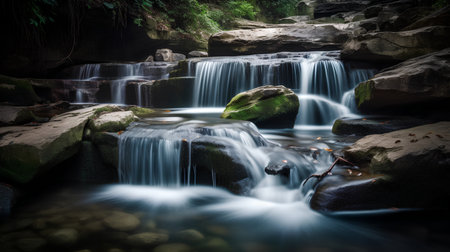 Beautiful waterfall in the forest with long exposure and motion blur.の素材