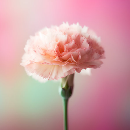 Pink carnation flower on colorful background. Close-up image.の素材