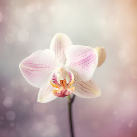 Close up of beautiful orchid flower with bokeh background.の素材